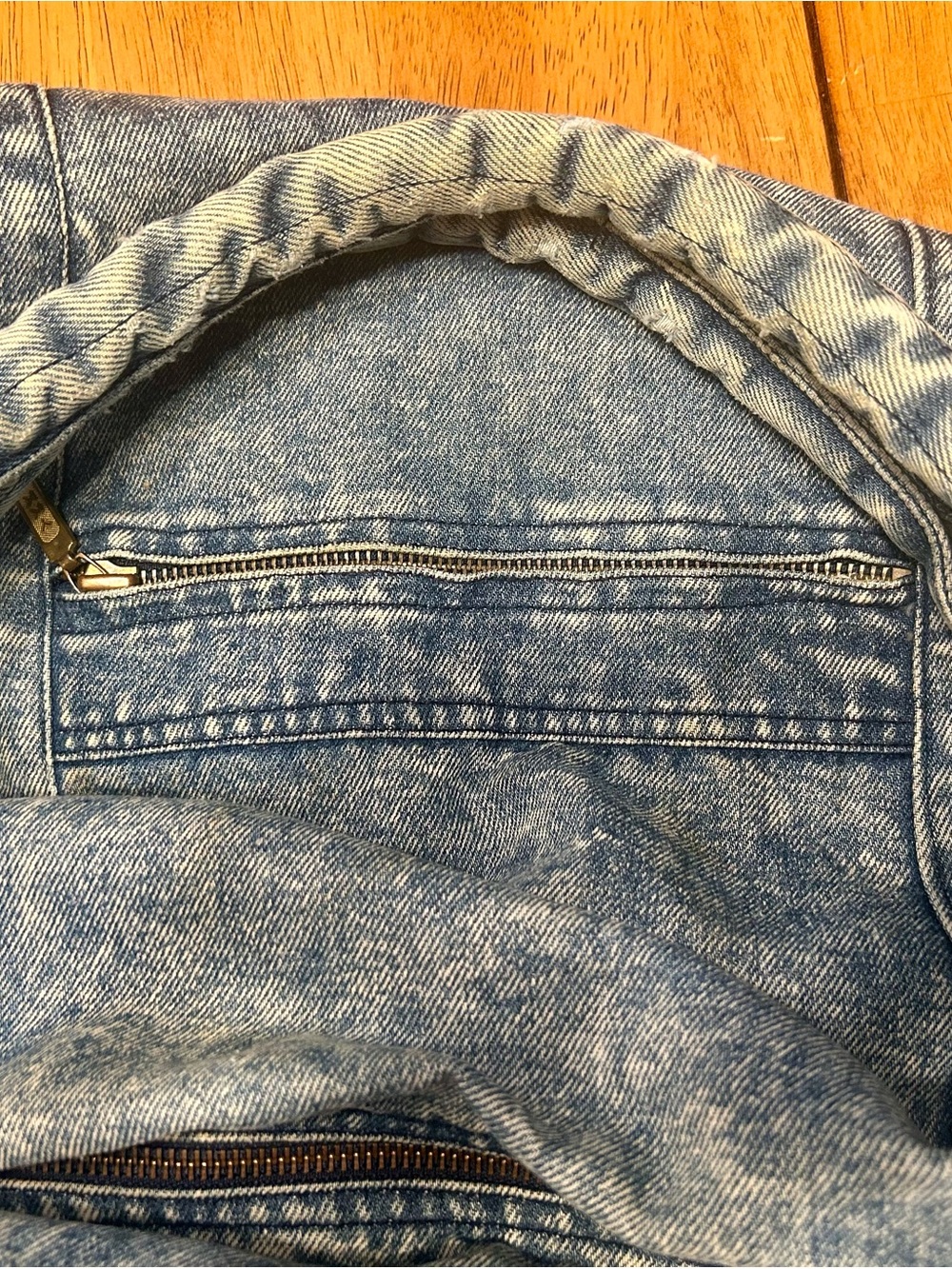 Vintage Acid Washed Blue Denim Tote Bag-Numerous Pockets/Zippers - Picture 7 of 8